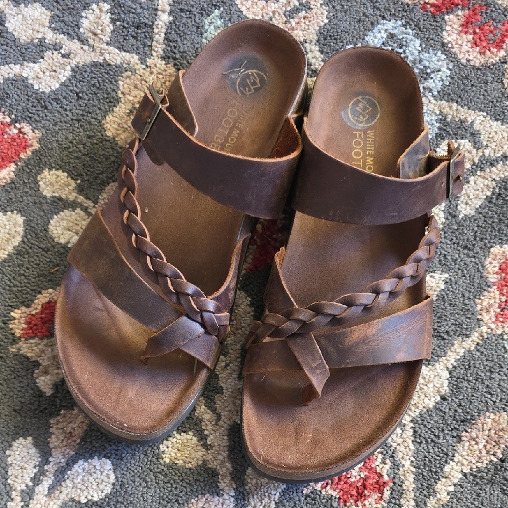White Mountain Dark Brown Braided Sandals